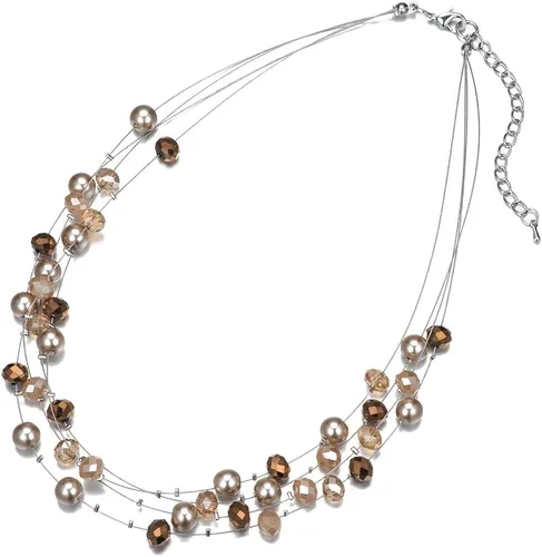 Miniatura 6 de Bulinlin Gargantilla en capas de perlas de río - Collar de joyería de moda para mujer