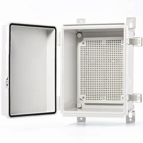 Miniatura 18 de QILIPSU - Caja de conexiones de acero inoxidable con tapa, bisagras y placa de montaje, universal, impermeable IP67, plástico ABS, gris, recinto