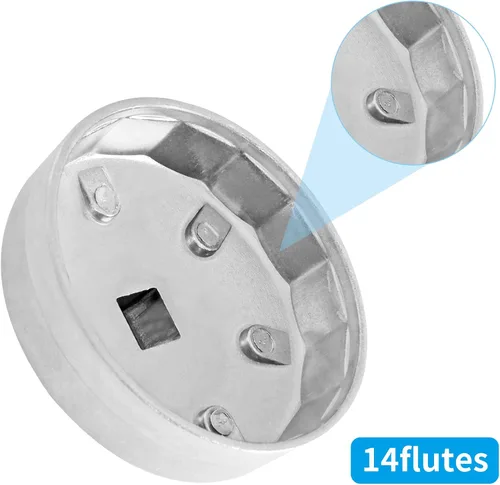 Miniatura 4 de Bonsicoky Llave de filtro de aceite de 65 mm con 14 estrías, herramienta de extracción de filtro de aceite de tipo tapa, llave de filtro de aceite
