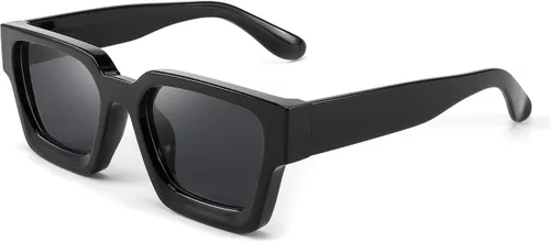 Miniatura 28 de FEISEDY Gafas de sol cuadradas retro de los años 90 para mujeres y hombres, gafas de sol rectangulares gruesas de moda con protección UV400 B2385