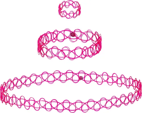 Miniatura 13 de EXPRESSIONS Colección de Joyería Elástica para Tatuajes de 3 Piezas Surtidas - Conjunto de Collar Gargantilla de Tatuaje, Pulsera y Anillo