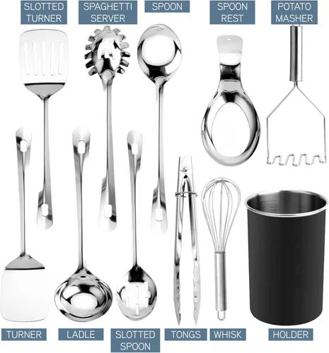 Miniatura 3 de Juego de utensilios de cocina COOK WITH COLOR - 10 piezas de primera calidad, antiadherentes y resistentes al calor, incluye volteador, servidor