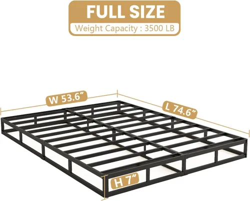Miniatura 2 de NHODIR Base de cama de metal resistente de 7 pulgadas, sin ruido y sin herramientas, fácil montaje, base de soporte de colchón para cama