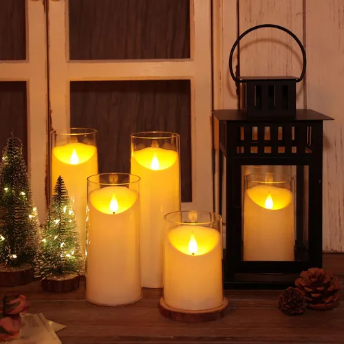 Miniatura 4 de NURADA Velas parpadeantes sin llama: Velas LED acrílicas de pilas con control remoto y temporizador para ambiente romántico y decoración de mesa