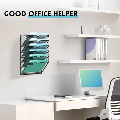 Miniatura 5 de SUPEASY Organizador de archivos de pared de 6 niveles, archivos de pared colgantes para papeles, carpetas, revistas, organizador de pared