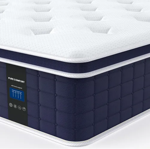 Coolvie Colchón firme Queen de 12 pulgadas en una caja, colchón híbrido de espuma viscoelástica de gel tamaño Queen para noches frías y alivio de