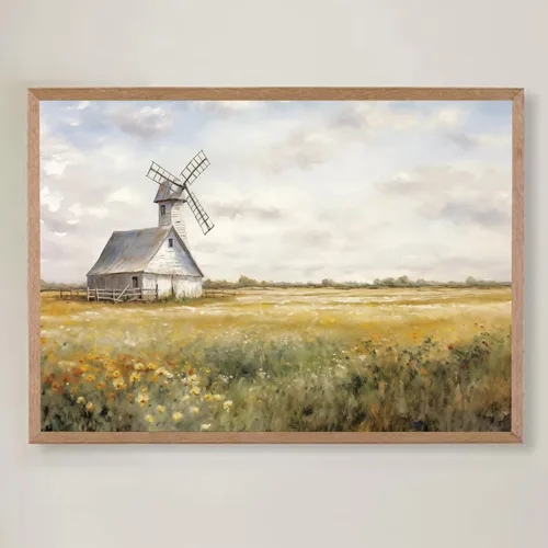 Miniatura 10 de BACKYMRJCART Arte de pared vintage de paisaje de campo de flores silvestres, paisaje, paisaje rústico, arte de pared, naturaleza, prado, pintura