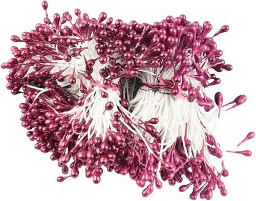 Miniatura 32 de HAHIYO 1000 piezas de 0.039 in negro perla doble cabeza flor Pistilo para hacer flores, decoración de álbumes de recortes, mini hecho a mano