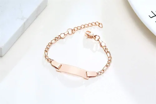 Miniatura 127 de Pulsera de barra para bebé: chapado en oro de 18 quilates, pulsera con placa de identificación personalizada para niños pequeños de mamá, nombre