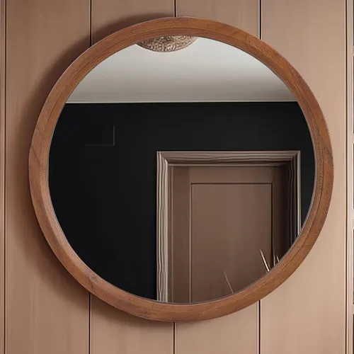 Miniatura 8 de MAGFLERUM Juego de 2 espejos redondos de madera de 17" - Espejo de pared bohemio de círculo pequeño para guardería, decoración para dormitorio, sala