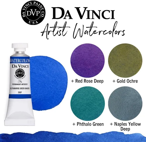 Miniatura 145 de DA VINCI PAINTS Pintura Acuarela Profesional para Artistas, Alizarin Crimson (Quinacridone), 37ml Índigo