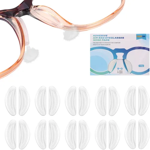 SMARTTOP Bolsa de aire para lentes de 0.098 pulgadas, almohadillas de silicona para la nariz, 10 pares de almohadillas para la nariz para gafas de