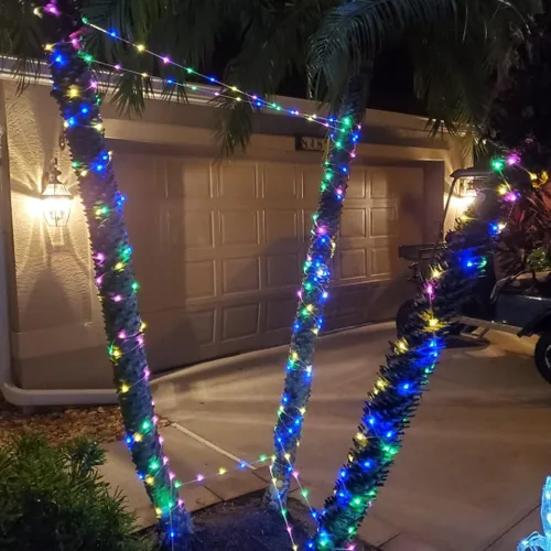 Miniatura 7 de QITONG Luces solares de Navidad multicolor para exteriores, paquete de 2 unidades de 200 luces LED solares de 66 pies cada uno, alambre plateado
