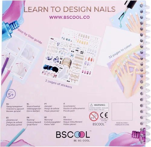 Miniatura 3 de BSCOOL Nails Studio Learn to Design Nails Activity Book for Girls Ages 5+ – 2 Pack – Nail Art Sticker Design Book with Guides – Creative Birthday