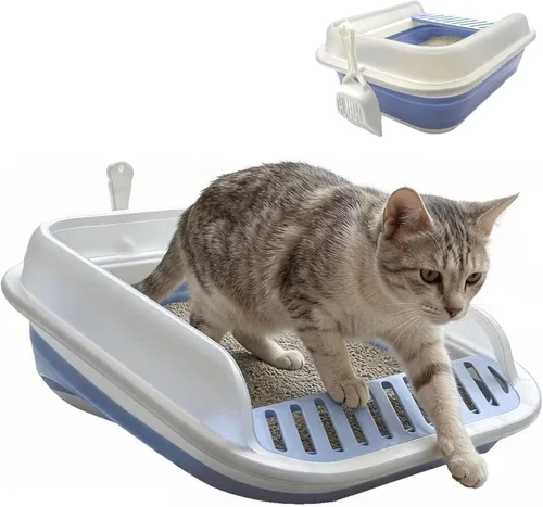 Miniatura 16 de Caja de arena plegable para gatos pequeña, 14.6 x 10.6 x 4.8 pulgadas, abierta, impermeable, de entrada baja, bandeja para orinal para gatitos