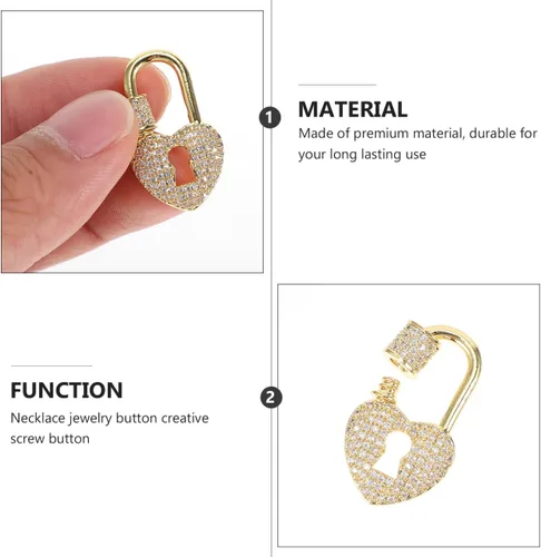 Miniatura 6 de EXCEART Cierre de collar de ojo de cerradura de corazón, conector de joyería duradero para fabricación de joyas de bricolaje, ligero, compacto