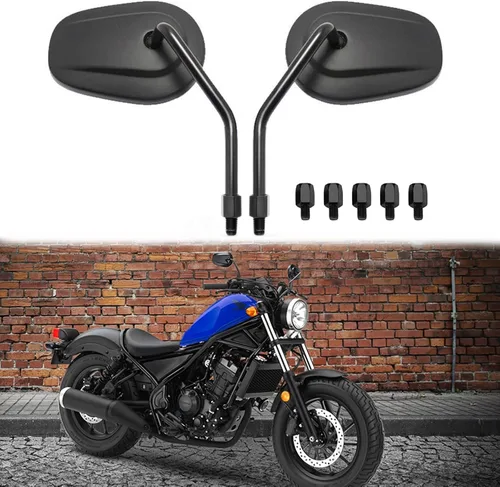 Espejos retrovisores ovalados de 8 mm y 10 mm para motocicleta, compatibles con crucero, picador, bicicleta de calle, bicicleta estándar (negro#1)