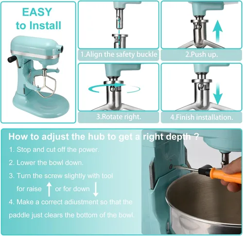 Miniatura 6 de Batidor plano compatible con KitchenAid de 5 a 6 cuartos de galón, batidora de acero inoxidable pulido airkitrep para batidoras de pie de cocina