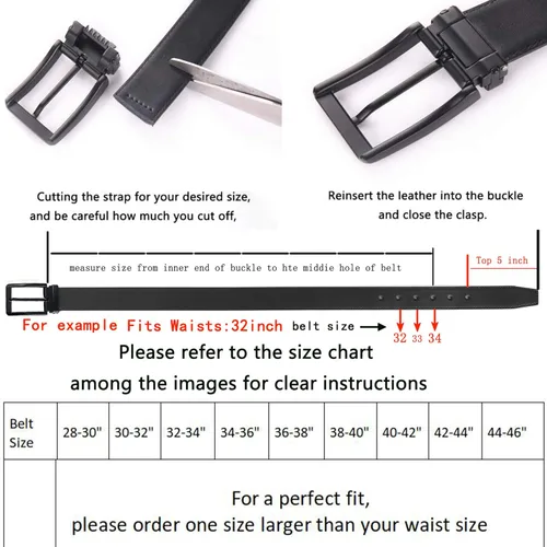Miniatura 2 de Weifert - Cinturón de cuero para hombre, para usar con pantalones vaqueros, color negro