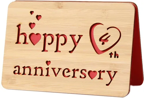 Miniatura 45 de Tarjeta de felicitación de madera para el primer aniversario, hecha a mano, 1 año, aniversario de boda, tarjeta de primer aniversario para ella, él