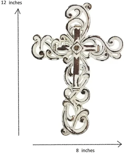 Miniatura 8 de Comfy Hour Cruz ornamentada para colgar en la pared, decoración religiosa dorada de estilo antiguo, placa de resina hueca con acabado artesanal