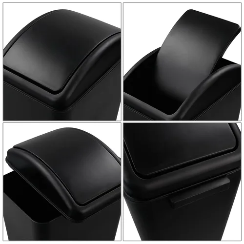 Miniatura 2 de Cand 1 bote de basura de 4 galones, cubo de basura de plástico con tapa giratoria, 16 L (negro)