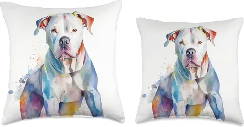 Miniatura 3 de Charming Watercolor Dog Art Dogo Argentino Dogo Argentino - Almohada colorida con diseño de acuarela, 16 x 16 pulgadas, multicolor