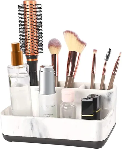 Miniatura 10 de zccz Organizador de baño de 2 niveles, ideal como organizador de encimera de cocina o baño, organizador de maquillaje con acabado negro para Negro
