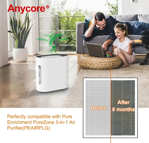 Miniatura 5 de Para Purezone Filtro de Repuesto Paquete de 2 Compatible con Purificador de Aire PureZone Pure Enrichment PEAIRPLG #PEAIRFIL, 3 en 1 Grado H13 True