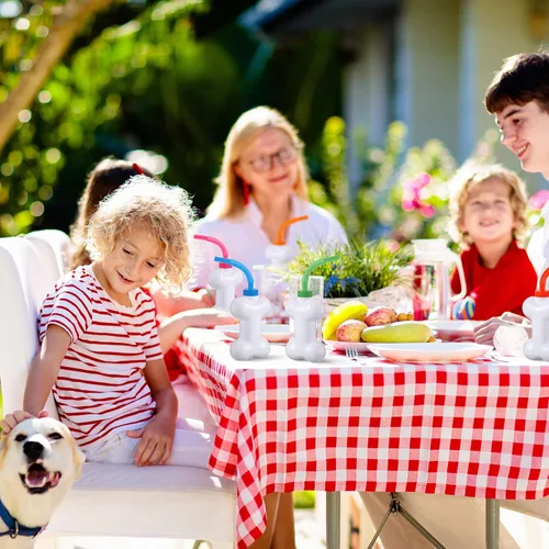 Miniatura 6 de Eaasty Juego de 24 tazas de hueso de perro con pajitas y tapas, de plástico de 10 onzas, reutilizables, con forma de hueso de perro, para niños