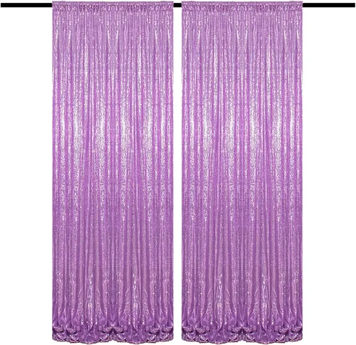 Miniatura 44 de Cortinas de fondo de lentejuelas negras con purpurina de 2 x 8 pies, 4 paneles para decoración de bodas, fiestas de cumpleaños, despedidas de Negro
