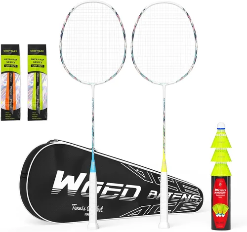 Raquetas de bádminton profesionales de fibra de carbono para patios traseros y gimnasio 2 piezas camuflaje
