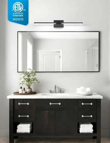 Miniatura 5 de VOLISUN Luz de tocador de baño de 31.5 pulgadas, 5CCT regulable, lámpara LED de baño de 28W sobre espejo, luces de tocador de barra negra