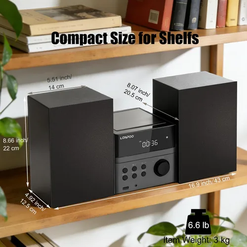 Miniatura 8 de Home CD Stereo Shelf System, 30W Micro HiFi System