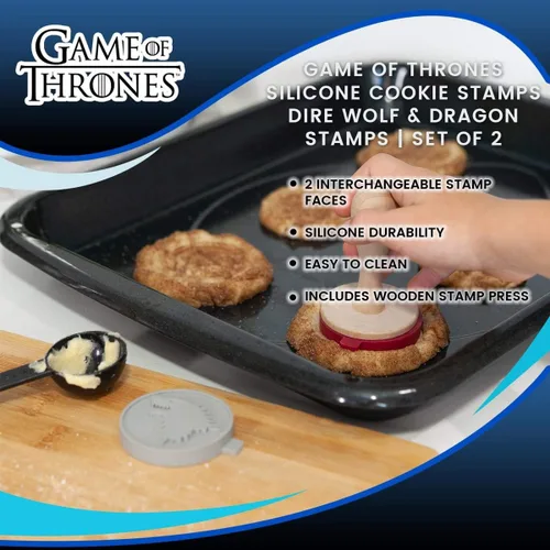 Miniatura 7 de Game Of Thrones Sellos de silicona para galletas House Stark Dire Wolf & House Targaryen Dragon Emblems Juego intercambiable de 2