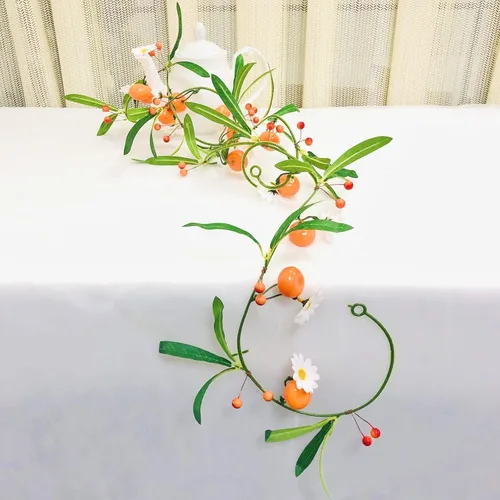 Miniatura 4 de Guirnalda artificial de vid de plantas de mandarina, naranjas colgantes, bayas, kumquat, limón, blanco, guirnalda de flores para el hogar, jardín