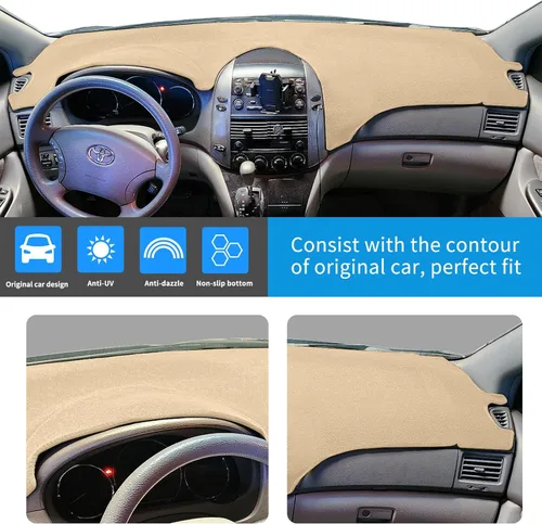Miniatura 2 de Protector para tablero de automóvil Compatible con Toyota Sienna 2004 2005 2006 2007 2008 2009 2010 (Beige)