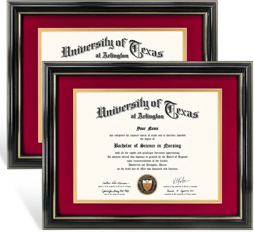 Miniatura 28 de GraduationMall Marco de diploma de certificado de 8.5 x 11, madera maciza y vidrio templado, acabado negro con ribete dorado