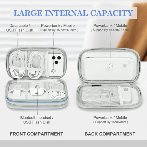 Miniatura 3 de FYY Organizador para accesorios electrónicos, para viajes, para cables, celular y cargadores, estuche portátil, impermeable, doble capa, bolsa