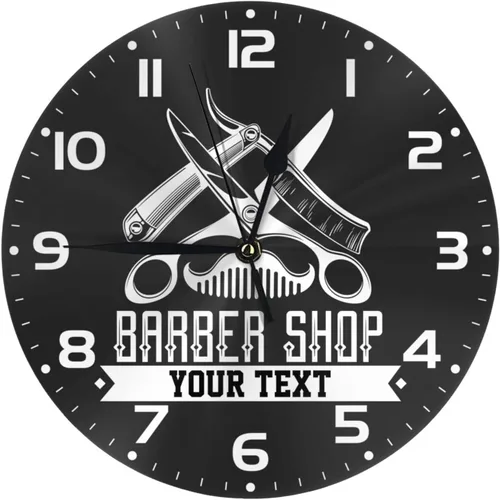 Miniatura 10 de Reloj de pared personalizado para peluquería, reloj de pared personalizado con texto sin tictac, silencioso, silla de peluquería personalizada de 10