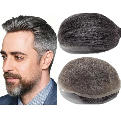 Miniatura 9 de N.L.W. Sistema de reemplazo de cabello para hombre NLW pelo humano toupee para hombres con encaje HD suave fino Super Swiss 10x8 tamaño base pelos
