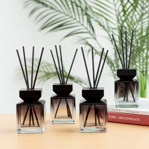 Miniatura 3 de Botellas difusoras de vidrio de fragancia, frascos difusores con tapas y palo de ratán, juego de 4 piezas de accesorios de fragancia de 6.8 fl oz