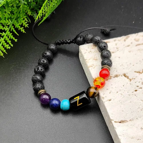 Miniatura 4 de XIMEO Pulseras de cuentas con iniciales para hombres y mujeres, pulseras de piedra curativa de piedra curativa de piedra de chakra, ojo de tigre
