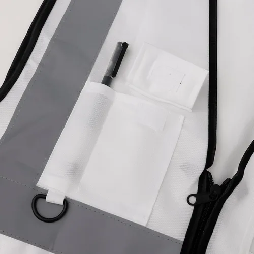 Miniatura 6 de TOPTIE Chaleco de seguridad blanco, chaleco de comando de incidentes con 5 bolsillos y tiras reflectantes de alta visibilidad de 2 pulgadas