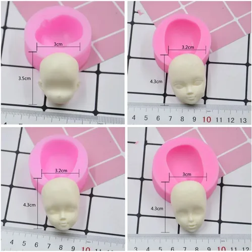 Miniatura 4 de 8 unids/set 3D bebé cara suave arcilla molde herramientas muñeca cara silicona molde Fondant pastel decoración herramientas chocolate caramelo