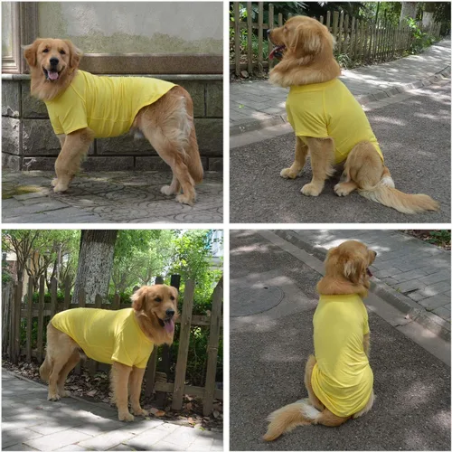 Miniatura 5 de Lovelonglong Ropa para mascotas, disfraces para perros, camiseta básica en blanco para perros medianos y grandes, color amarillo XXL