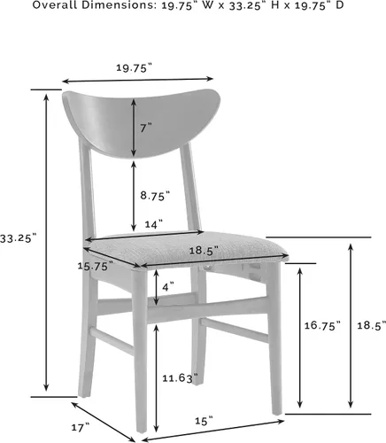 Miniatura 2 de Crosley Furniture Landon - Juego de 4 sillas de comedor de madera modernas de mediados de siglo con asiento tapizado, silla de cocina, bellota
