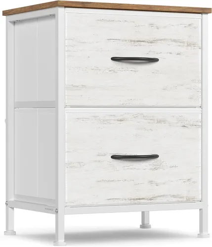 Miniatura 14 de SONGMICS Cajonera para dormitorio, cómoda con cajones, mesita de noche, acero, MDF, 2 cajones de tela no tejida, unidad organizadora
