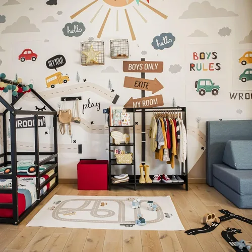 Miniatura 7 de Sweet Home from wood Armario infantil – Perchero de madera con riel colgante y estante de exhibición para niños – Muebles de vestir de bricolaje