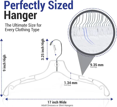 Miniatura 2 de Paquete de 25 perchas de plástico de 17 pulgadas, perchas transparentes para ropa, plástico resistente, perchas para adultos con ganchos giratorios